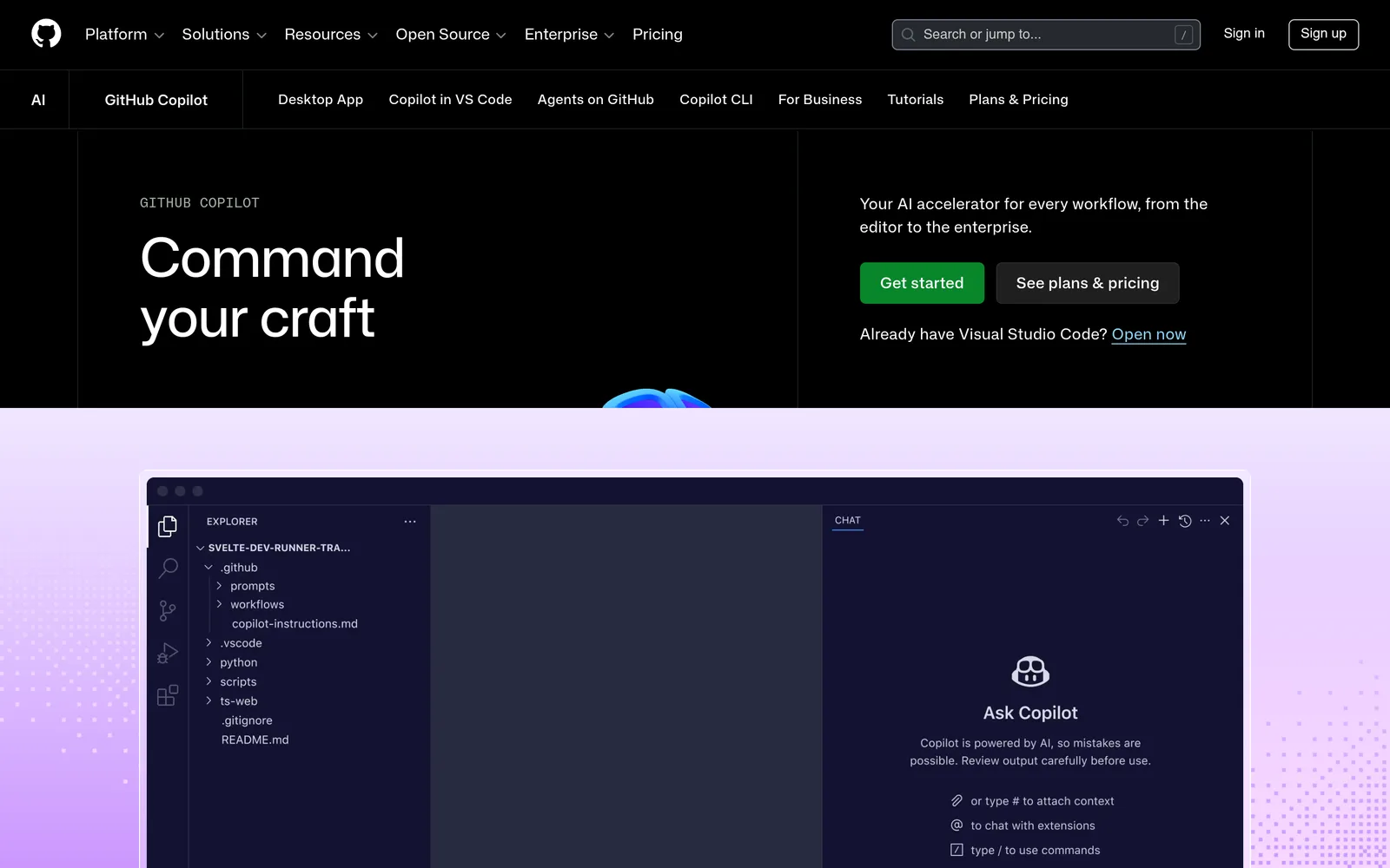 Capture d'écran de GitHub Copilot